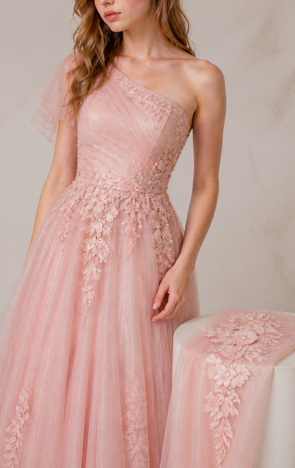 Formal gown styled with elegant accessories